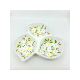 Resim Sharp & Art Seramik Kahvaltılık, Sosluk, Çerezlik ve Sunum Tabağı, 3 Bölmeli Elişlemesi 