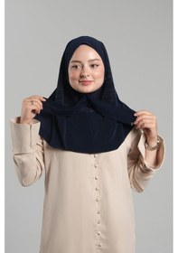 Resim Hürrem Bone Lacivert Pratik Hazır Geçmeli Tesettür Eşarp Sandy Arkadan Çıtçıtlı Piliseli Hijab 2406 02 Lacivert 