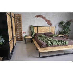 Resim Deryawood Masif Ahşap Yatak Karyola 