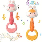 Resim 1 Sevimli Tavşan ve Dinozor El Rattle - Bebekler için Erken Öğrenme Oyuncak, Tutma ve Motor Becerileri Geliştirir, Görsel ve Ses Gelişimini Teşvik Eder, Müzik Notları Tasarımı ile Yumuşak ABS Malzeme, Bebek Oyuncak, Canlı Tasarım, Güvenli Bebek Oyuncak 