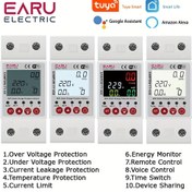 Resim 2P 63A TUYA Uygulaması Wifi Akıllı Devre Toprak Kayması Alt Üst Gerilim Koruma Röle Cihazı Anahtar Kırıcı Enerji Güç Kwh Ölçer 