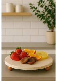 Resim Akayev Traverten 28 Cm Ahşap Boncuk Ayaklı Sunumluk Çok Renkli 