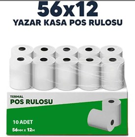 Resim Merwish 56mm x 12m Termal POS Rulo Kağıt Termal Yazıcı ve Yazar Kasa İçin Uyumlu Net Kalıcı Baskı 10 Adet 