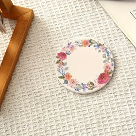 Resim 6 Paket Renkli Çiçekli Çelenk Mantar Bardak Altlığı - Isıya Dayanıklı, Su Geçirmez, Dayanıklı, Mükemmel Minimalist Ev Dekor Hediyesi, Noel, Cadılar Bayramı, Paskalya, Hanuka, Şükran Günü İçin Benzersiz Tasarım 