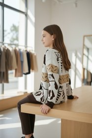 Resim Minimoda Kids Kız çocuk kedi baskılı hırka 