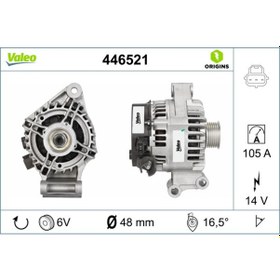Resim VALEO 446521 Alternator Komple 120 A ( Ford : Fiesta -Fusion V 1.4 1.6 16 V-Focus-C-Max 1.4-1.6 16V ) 1070806 3N1110300AG (WF746669) 