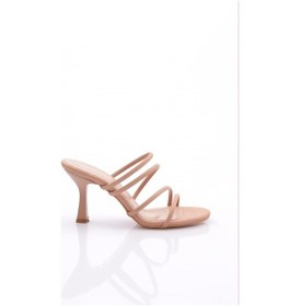 Resim Dgn 925 Kadin Şerit Detayli Topuklu Terlik 925-2423-R12632 Ten 