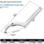 Resim Reedark Çift Uçlu Ayaklı Kare-uç 115-170mm Katlanabilir Yağlı Tank, Su Sayacı Kapağı Ve Yuvarlak Somunlar İçin Çelik Tokmak Anahtarı 