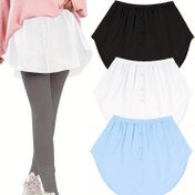 Resim Kadın 3 Adet Düğmeli Yuvarlak Etek Seti - Rahat Düz Renkli Elastik Bel Etekleri, Daldırılmış Etek, Kısa Uzunluk, Bahar/Yaz Koleksiyonu, Rahat Giyim|Daldırılmış Etek|Elastik Bel Etek 