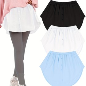 Resim Kadın 3 Adet Düğmeli Yuvarlak Etek Seti - Rahat Düz Renkli Elastik Bel Etekleri, Daldırılmış Etek, Kısa Uzunluk, Bahar/Yaz Koleksiyonu, Rahat Giyim|Daldırılmış Etek|Elastik Bel Etek 