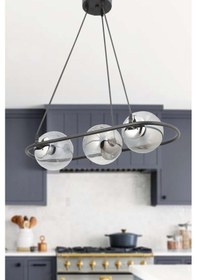 Resim Malo 3 Lü Siyah Krom Füme Camlı Çocuk Odası Kolidor Mutfak Yatak Odası Salon Avize Siyah 