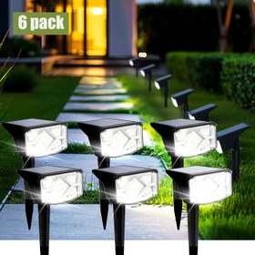 Resim 6 adet Güneşli Dış Mekan Yol Işıkları, 38 LED, 3 Mod, IP44 Su Geçirmez, Bahçe ve Tatil Dekoru için Spot Aydınlatma Vurgusu - Peyzaj, Yürüyüş Yolları ve Yollar için Mükemmel (Soğuk Beyaz), Güneşli Dış Mekan Işıklar 