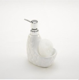 Resim Seramik Süngerlikli Sıvı Sabunluk Taş Desen Beyaz 