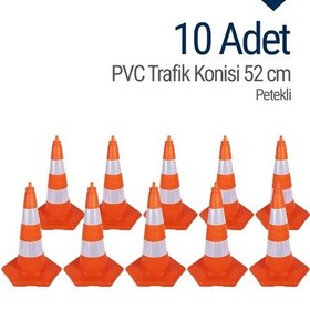 Resim 10 Adet Pvc Trafik Konisi 52 Cm Trafik Dubası N11.190 