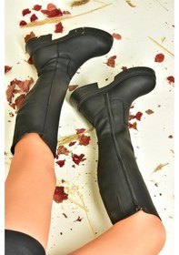 Resim Siyah Alçak Topuklu Günlük Kadın Çizme N674265109 