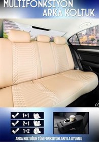 Resim Volvo S40 2004-2012 ile Uyumlu Lüx Deri Oto Koltuk Kılıfı Ön Arka Takım Exclusive BEJ 