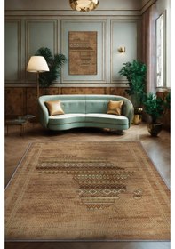 Resim Homshtag Art Deko Vintage Afrikalı Temalı Kahverengi Renk Etnik Halı Çok Renkli 