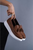 Resim KN Fashion Mp818 Bt Bağcıksız Ortopedik Yüksek/kalın Taban Püsküllü Corcik Erkek Klasik Ayakkabı Taba 