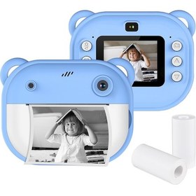 Resim Xiyyadms Y600 Çocuklar İçin Anında Baskı Yapabilen 1080p Çift Kameralı Dijital Fotoğraf Makinesi, 2 İnç Ekran, Mavi 