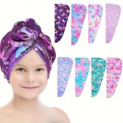 Resim 1/2 adet Ultra İnce Mikrofiber Tokalı 'S Banyo Havlileri, Yumuşak Hızlı Kuruyan Saç Kılıfı, Karikatür Desenli Saç Havlileri, Kadınlar ve Banyo Malzemeleri için Emici Sarma Havlileri. 