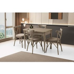 Resim Cappicino Mobilgen Çapraz Sandalye 100+25 Kelebek Tekno Kenar Hg Açılabilir Masa Takımı Cappucino 