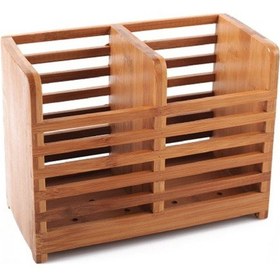 Resim Bambu İkili Kaşıklık Bölmeli Kaşıklık 