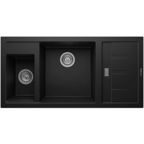 Resim Real Stone P022 Aspendos 1.5 Gözlü Granit Mutfak Eviyesi Siyah 100 x 50 CM 