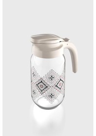 Resim Renga Beluga Desenli 1000 Ml Bej Kapaklı Cam Sürahi 112027 
