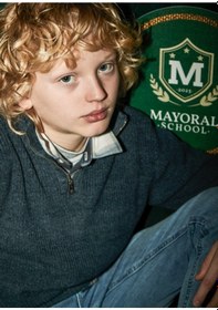 Resim Mayoral Erkek Çocuk Fermuar Yakalı Kazak 7304 Mavi 