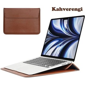 Resim Apple Uyumlu MacBook Air M2 13.6 Inç 2022 M2 Çip A2681 Çanta Pu Deri Stantlı Şık Tasarım Kılıf 