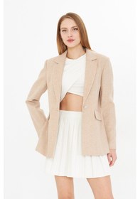 Resim Simli Blazer Ceket Bej 