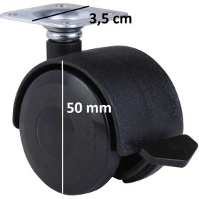 Resim Adilon Ofis Koltuk Dolap 360 Derece Döner Tablalı, Frenli Plastik Mobilya Tekerleği 50 mm (4 Adet) 
