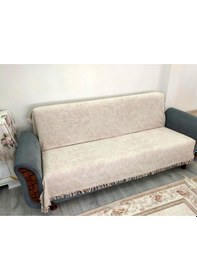 Resim Pamuklu Kaymaz Alaca Koltuk-çekyat Örtüsü 170x220 -bej Bej 