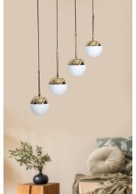 Resim Luvia 4 Lü Gold-siyah Metal Gövde Beyaz Rengi Camlı Tasarım L... Gold 