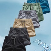 Resim Erkek Hızlı Kuruyan Mayo, Bağcıklı Bel - Rahat, Nefes Alabilen Polyester Karışımı, Düz Renk Plaj Şortları Havuz ve Sevgili İçin Hediye, Günlük Stil, Hızlı Kuruyan Kısa 