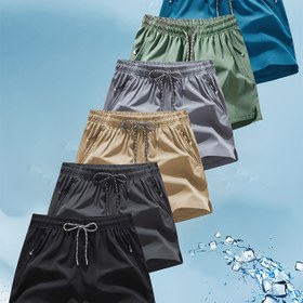 Resim Erkek Hızlı Kuruyan Mayo, Bağcıklı Bel - Rahat, Nefes Alabilen Polyester Karışımı, Düz Renk Plaj Şortları Havuz ve Sevgili İçin Hediye, Günlük Stil, Hızlı Kuruyan Kısa 