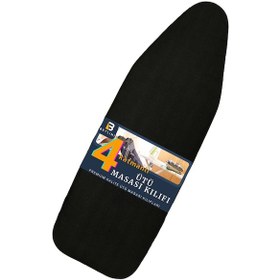 Resim Beylini Ütü Masası Kılıfı Örtüsü Bezi, Keçeli,Süngerli,Lastikli Yanmaz Ayarlanabilir 50x150 cm Siyah 