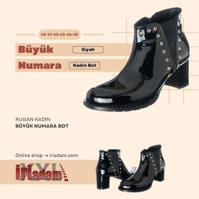 Resim 41-42-43-44 Numara K268-1 Siyah Rugan Kadın Büyük Numara Bot Siyah Rugan 