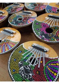 Resim Hindistan Cevizinden El Yapımı Mini Parmak Piyano Kalimba 7 Nota 