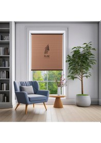 Resim Plise Dekor Kahve Plise Perde - Cam Balkon Perdesi Vidalı Sistem 