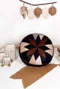 Resim Ottoman Pouffe İskandinav El Yapımı Hakiki Kuzu Derisi Bohem Bahçe Balkon Bungalov Puf Minder 60x30cm(DOLGUSUZ) 