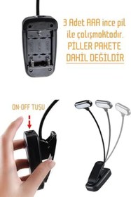 Resim STOREMAX Ledli Klipsli Mini Kitap Okuma Lambası Mandallı Pille Çalışan Işık Masa Lambası Kitap Okuma Işığı 1 
