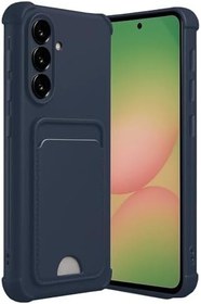 Resim Coverzone Samsung Galaxy A36 ile uyumlu Kılıf N-Kelvin Kartvizitli Kart Taşıma Cebi Soft-Touch Silikon Kapak Lacivert 