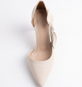 Resim Giamgia Store Kadın Bej Saten Fiyonklu Sivri Burun 9 Cm İnce Topuklu Stiletto Abiye Ayakkabı-2371 