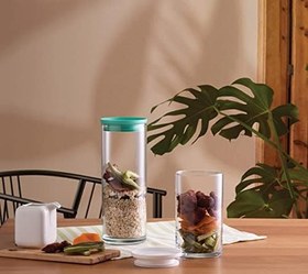 Resim Paşabahçe Breakfast Club Yeşil Plastik Kapakli Cam Kavanoz, Şeffaf, 120 cc 
