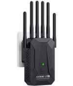 Resim 3000 Mbps Wifi 6 Tekrarlayıcı Çift Bant 2.4 Ghz 5 Ghz Sinyal Güçlendirici Black Ab Fişi 