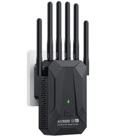Resim 3000 Mbps Wifi 6 Tekrarlayıcı Çift Bant 2.4 Ghz 5 Ghz Sinyal Güçlendirici Black Ab Fişi 