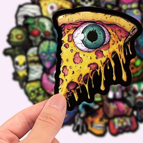 Resim 50 adet Karanlıkta Parlayan Kafatası Stickerları - Günlükler, Su Şişeleri, Bagaj & Pizza Dekoru için Renkli Vinil Çıkartmalar - Yeniden Kullanılabilir Halloween & Gotik Sanat Malzemeleri, Halloween Süslemeleri 