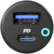 Resim Powerology Dual Port LED Araç Şarj Cihazı PD 20W+QC 18W Uyumlu 