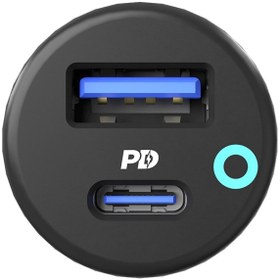 Resim Powerology Dual Port LED Araç Şarj Cihazı PD 20W+QC 18W Uyumlu 